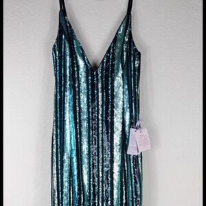 Sequin Striped Dress - Blue and Black
